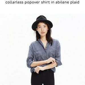 Collarless Popover Shirt in Abilene Plaid Sz Small